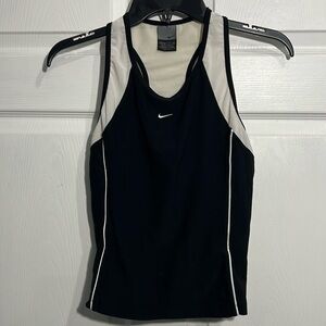 Nike Dri Fit Women's Running Shirt - Medium (8/10) Black/White with Sports Bra